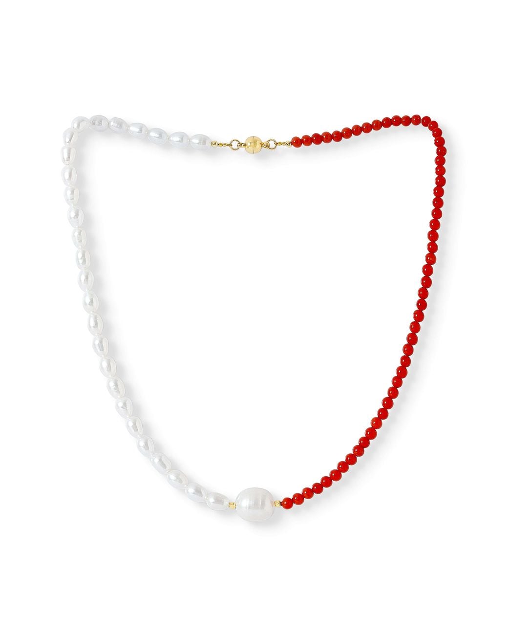 Pearls of the Orient Online Multicolor Nova Single Strand Coral & Cultured Freshwater Pearl Necklace