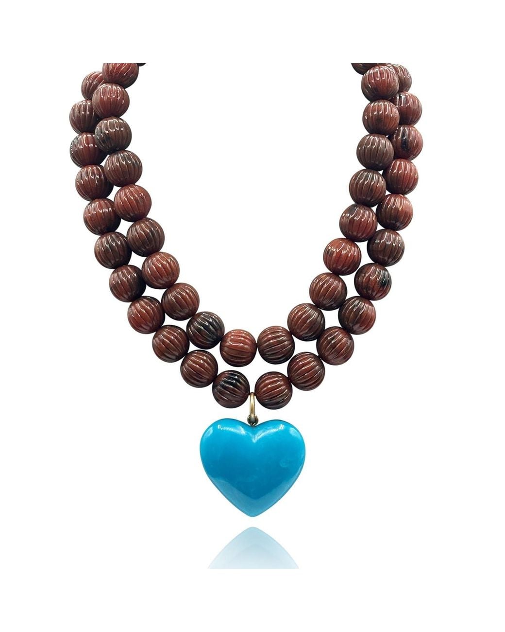 Michael Nash Jewelry Blue Amour Carved Tortoise Resin Beads With Resin Heart Pendant