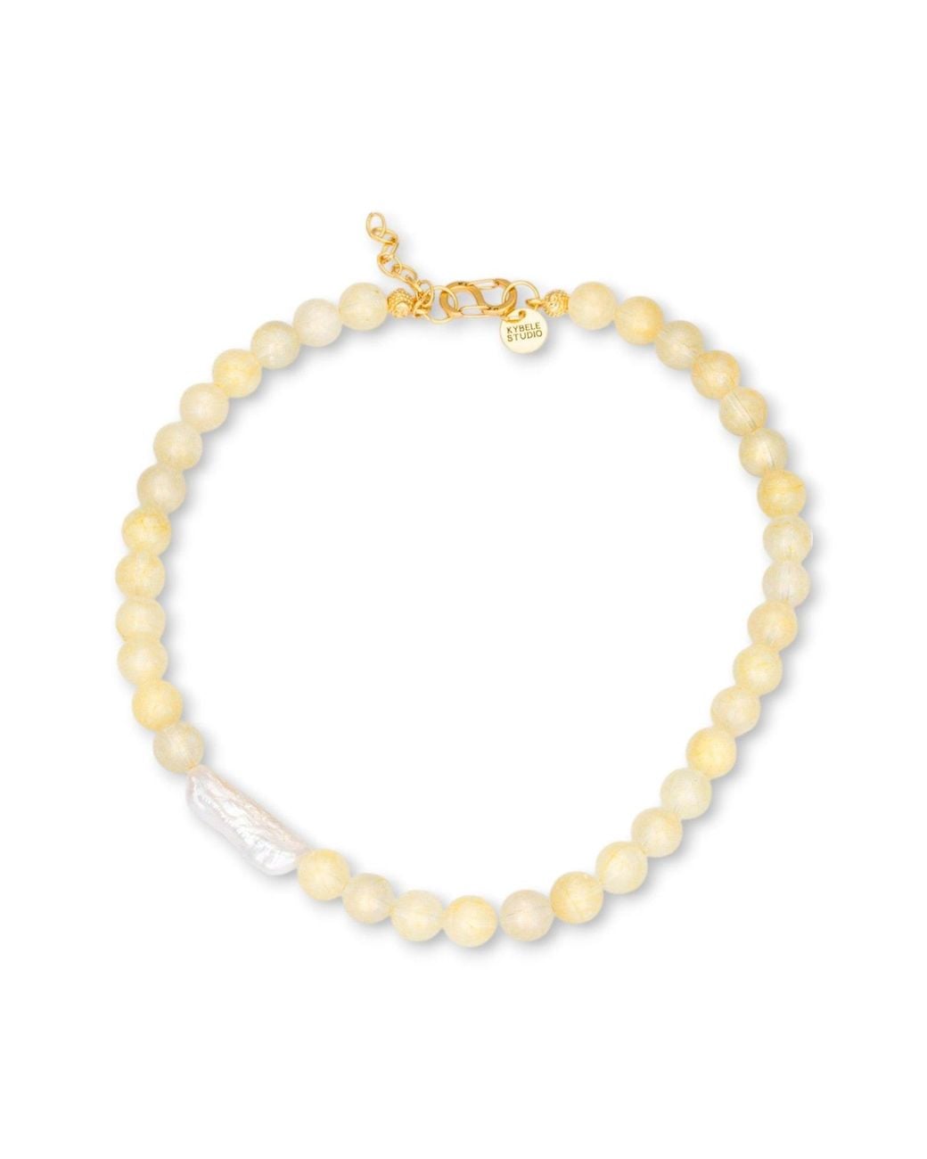Kybele Studio Metallic Bonbon Necklace With Citrine & Pearl Accent