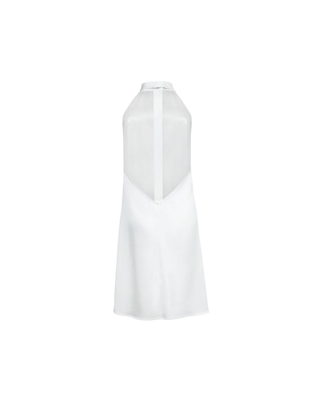 Audrey Vallens White Satin Pussy Bow Mini Dress
