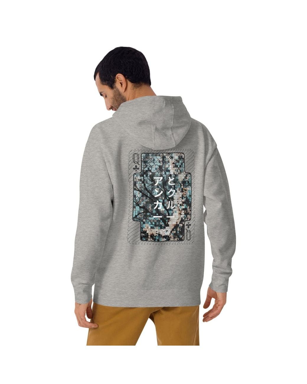 Anchor and Crew Gray Heather Three Japan Gurafiku Cotton Blend Hoodie for men