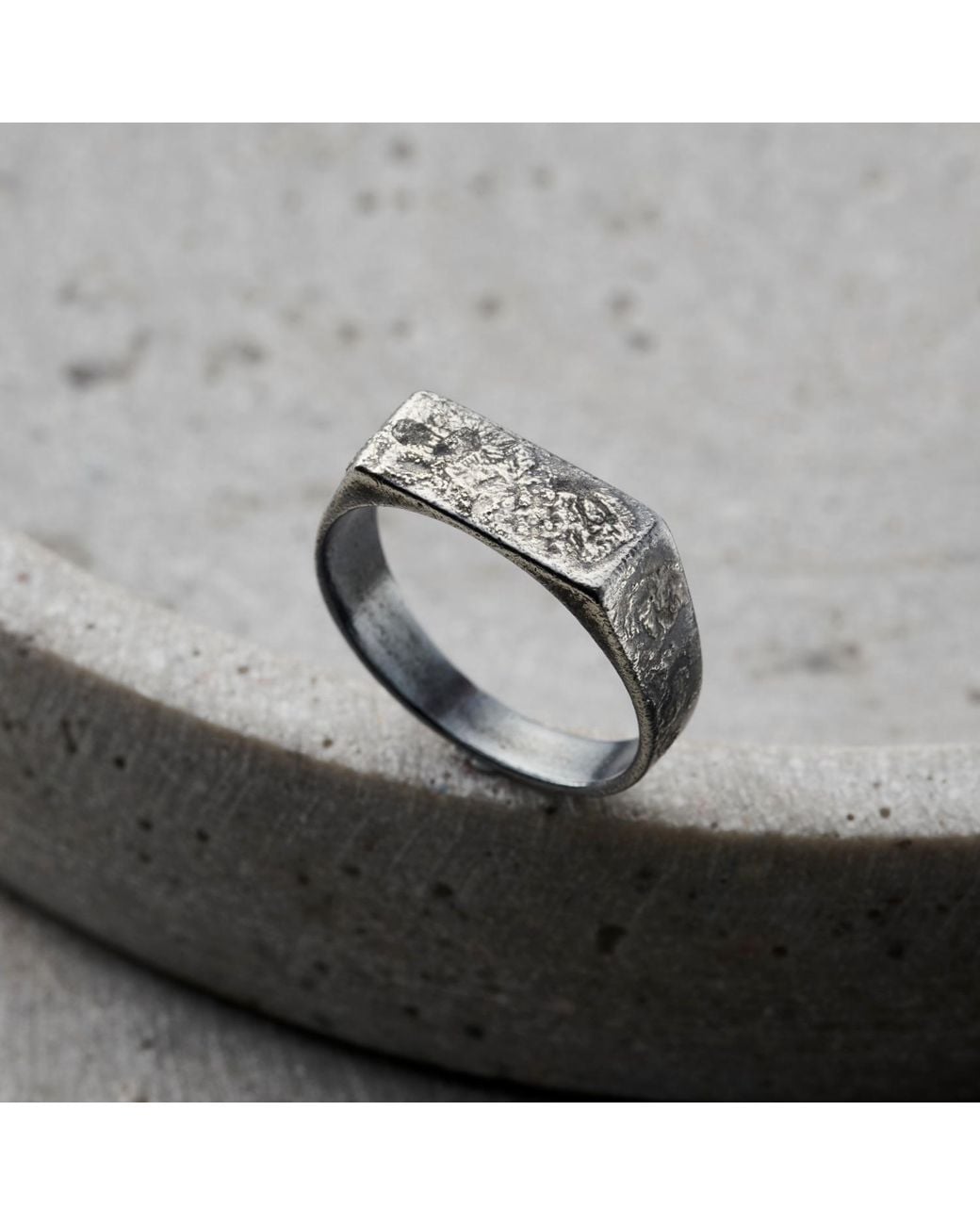 Posh Totty Designs Metallic Molten Oxidised Sterling Signet Ring for men
