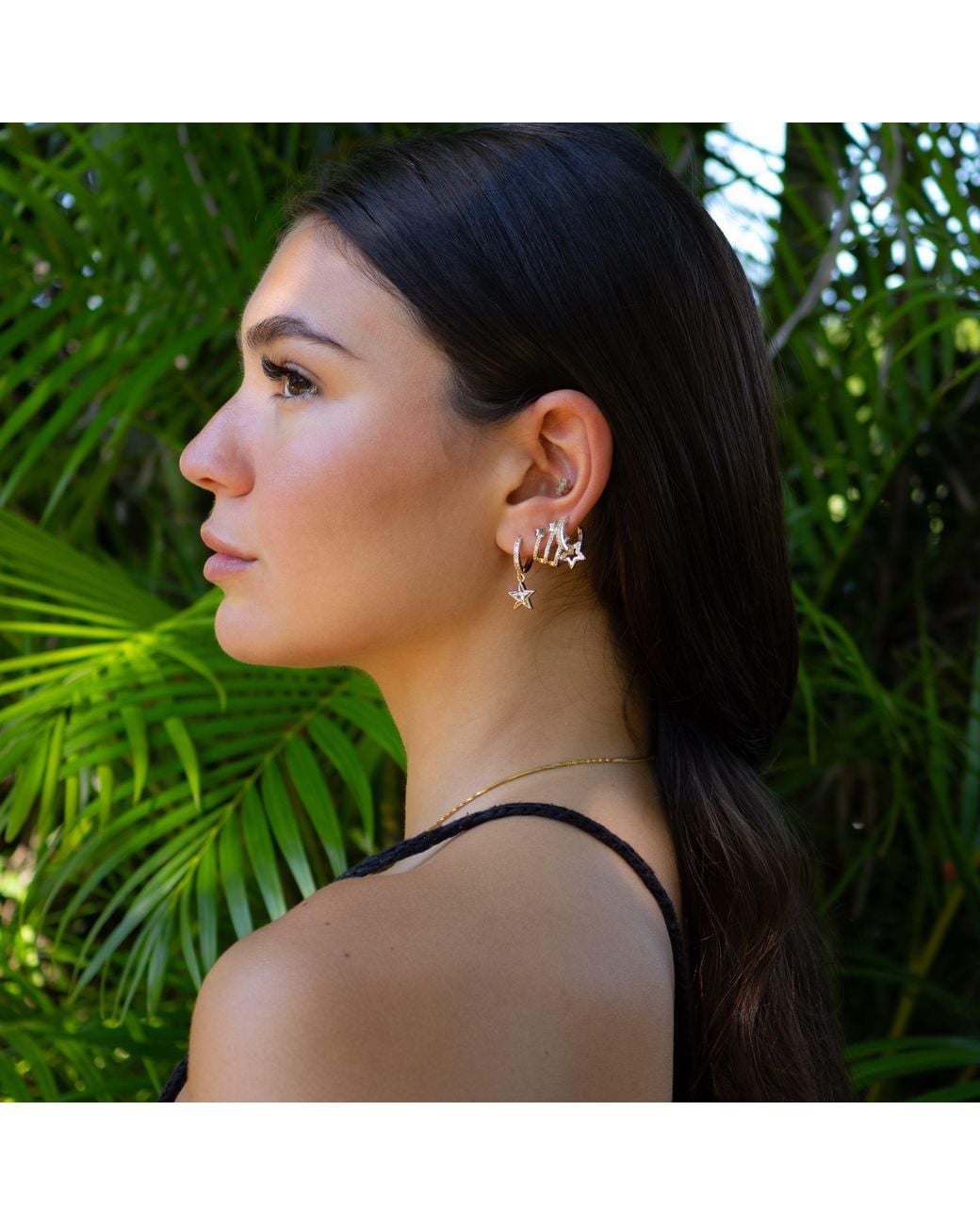 Ebru Jewelry Metallic Trio & Diamond Sparkly Star Earrings