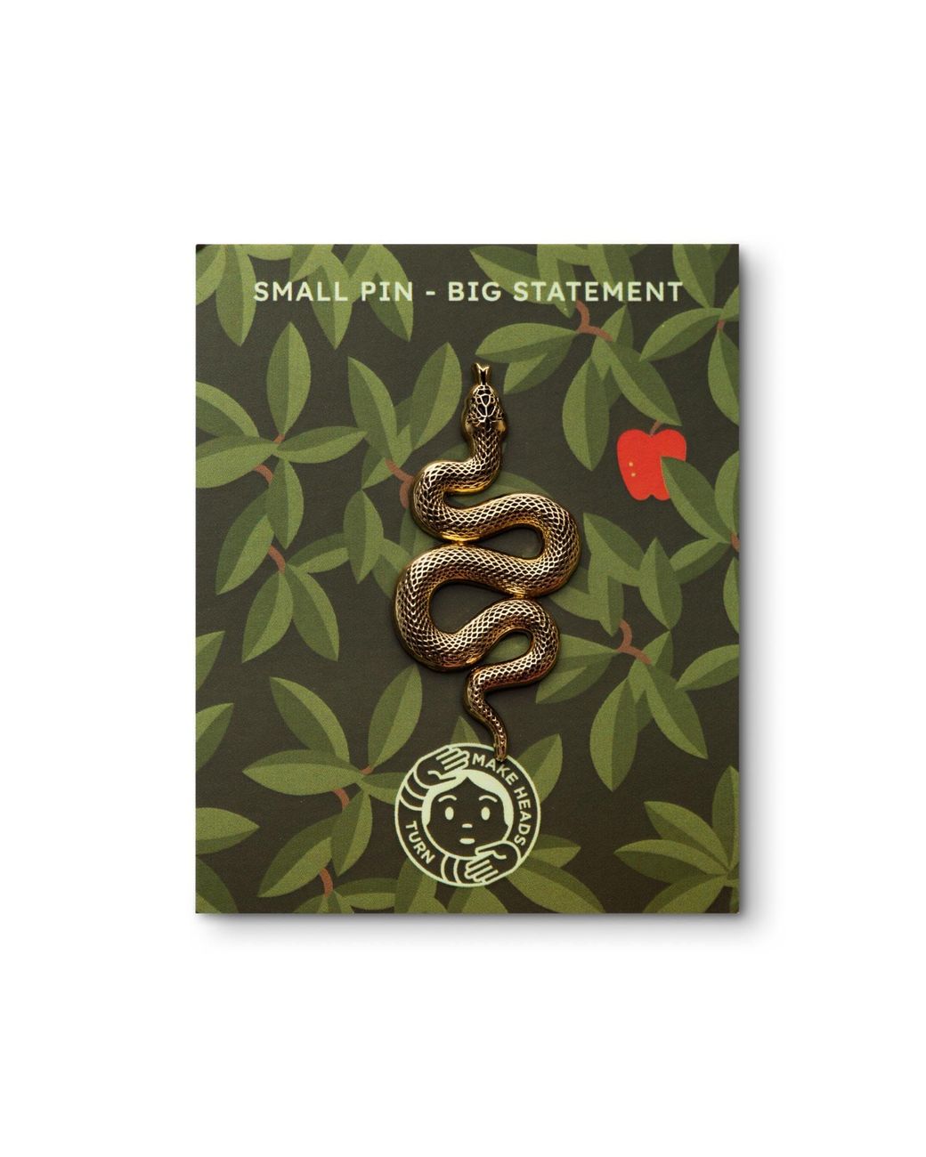 Make Heads Turn Metallic Golden Metal Pin Snake
