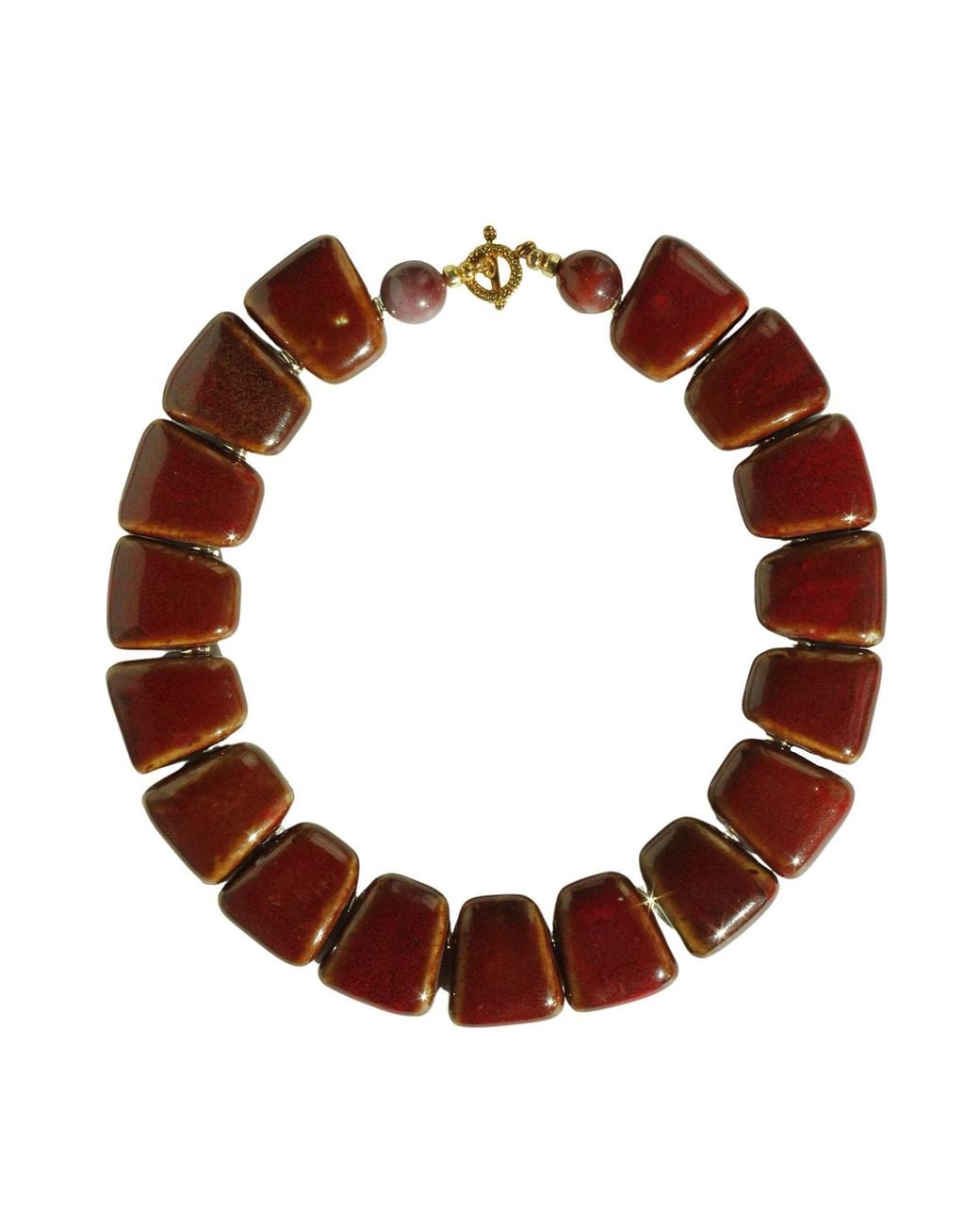 Edgar Navarro Jewelry Brown Navarro Trapezoid Ceramic Statement Necklace With Jasper Stones & -Plated Details