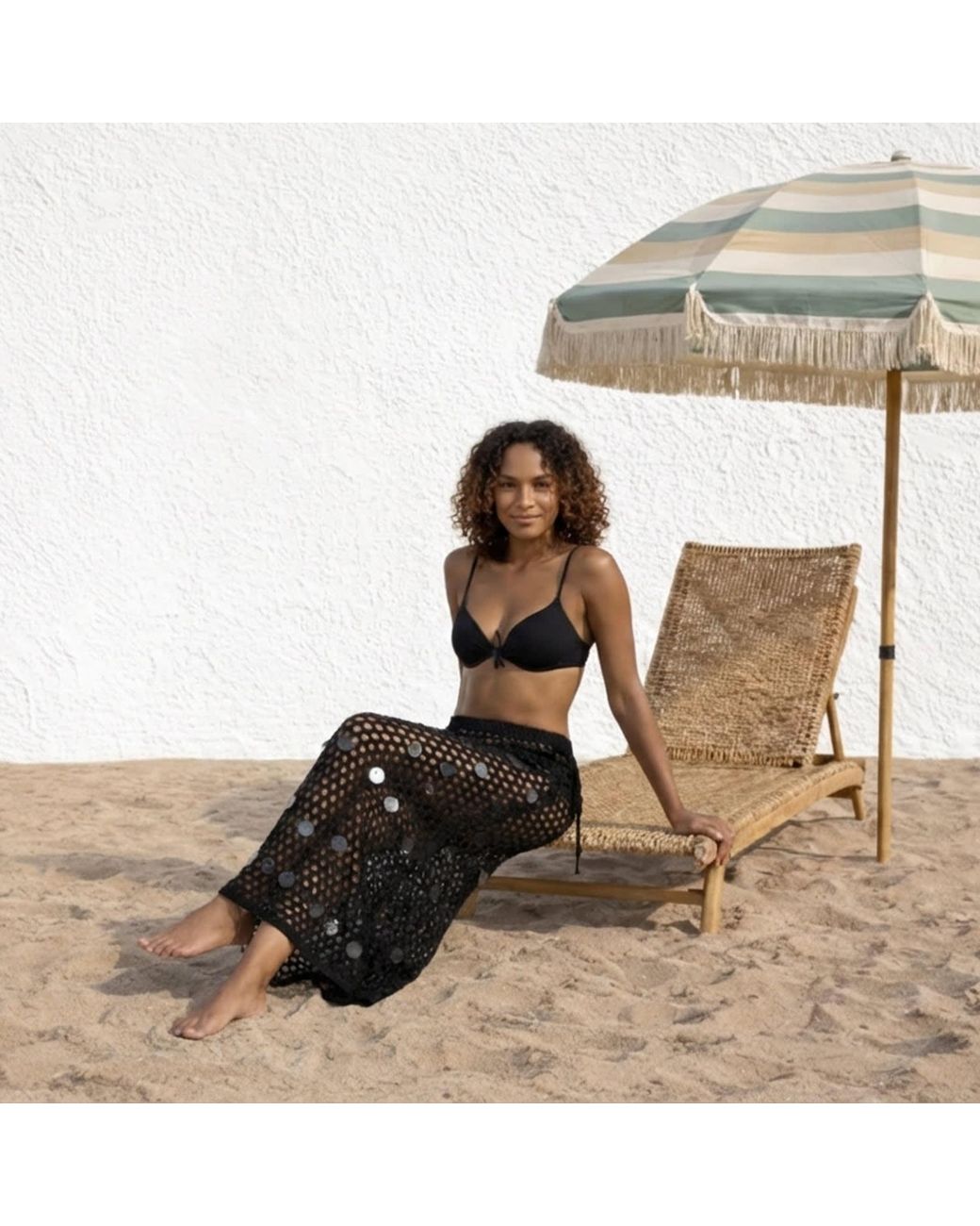 Women & Women Black Sequin-Embellished Knit Skirt