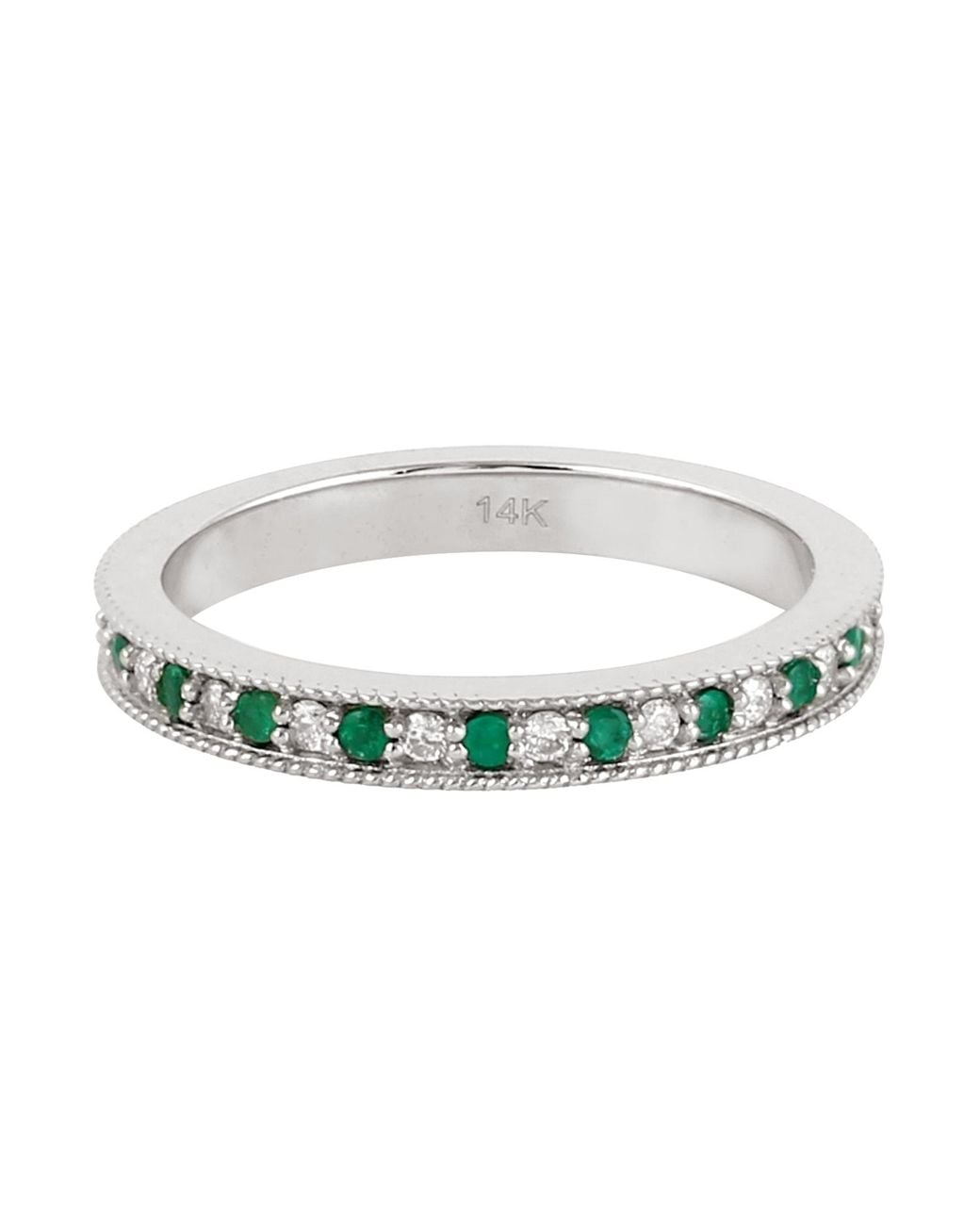 Artisan Metallic 14K Emerald & Diamond Eternity Band Ring