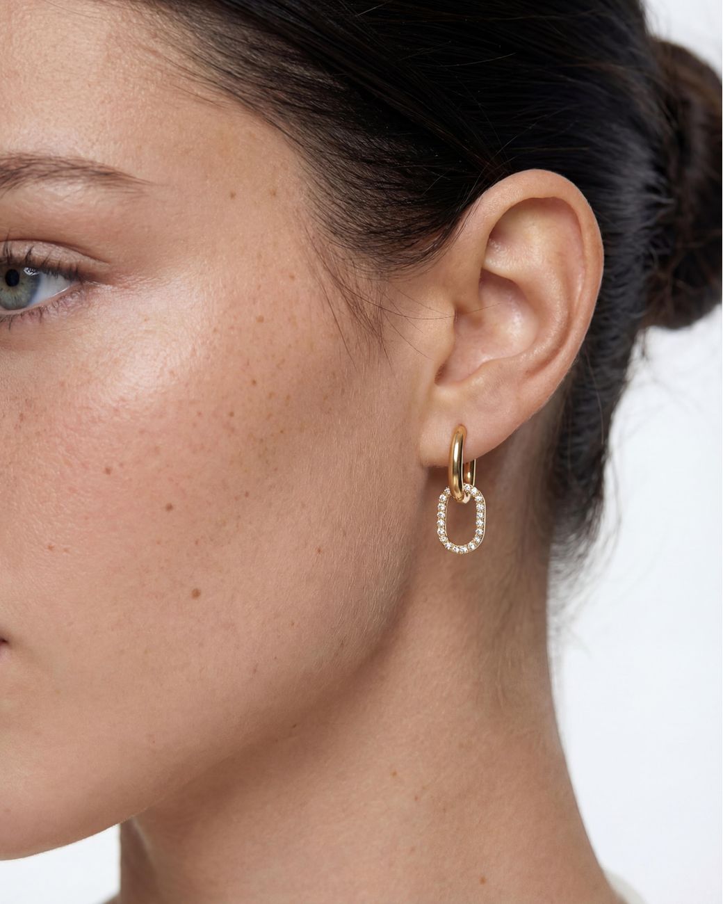 Elk & Bloom Metallic Dainty 14K Gemstone Double Loop Hoops