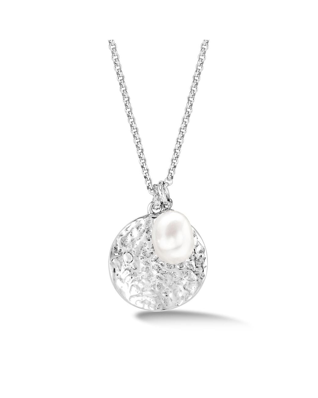 Dower & Hall White Luna Pearl & Disc Pendant