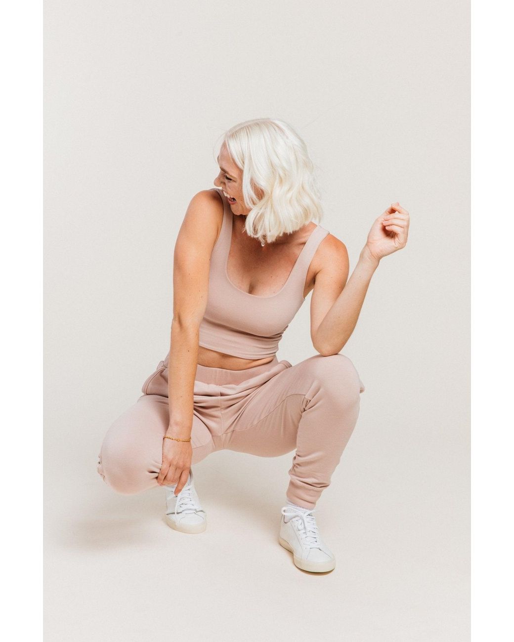 Ocio Leisurewear Pink Double Scoop Tank