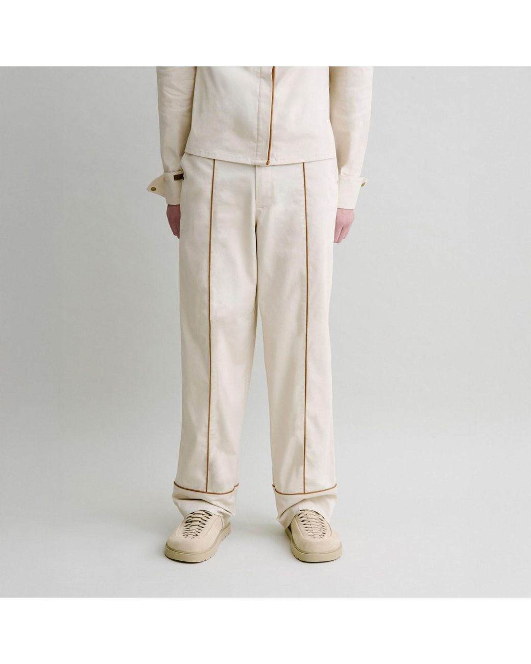 Luroq London Natural Neutrals Tailored Ease Trousers for men