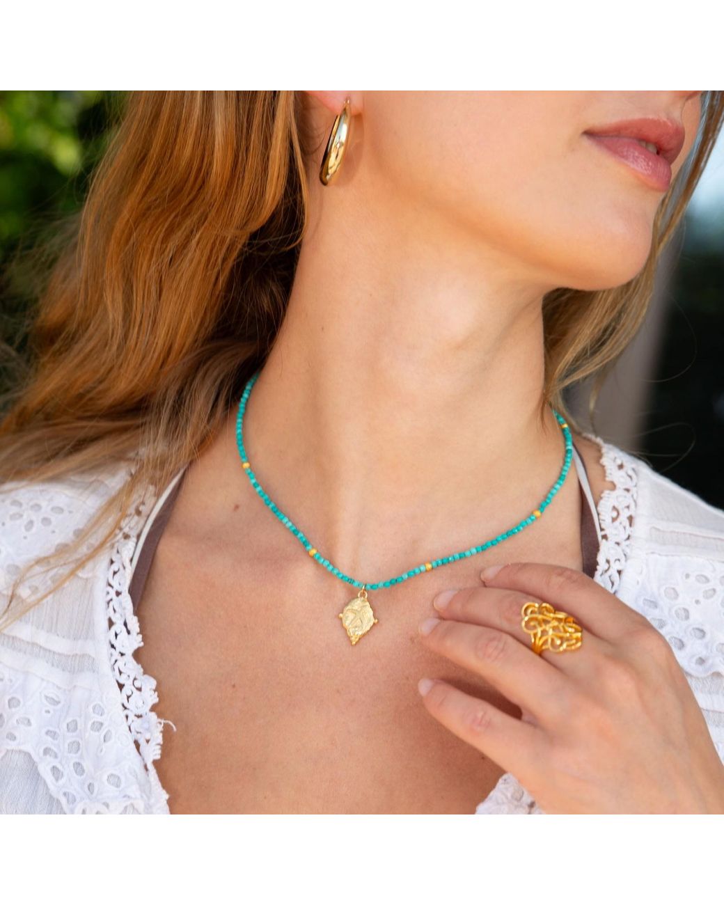 Seven Saints Metallic Gemini Gemstone Choker Necklace, Moonstone, Rhodium Plated