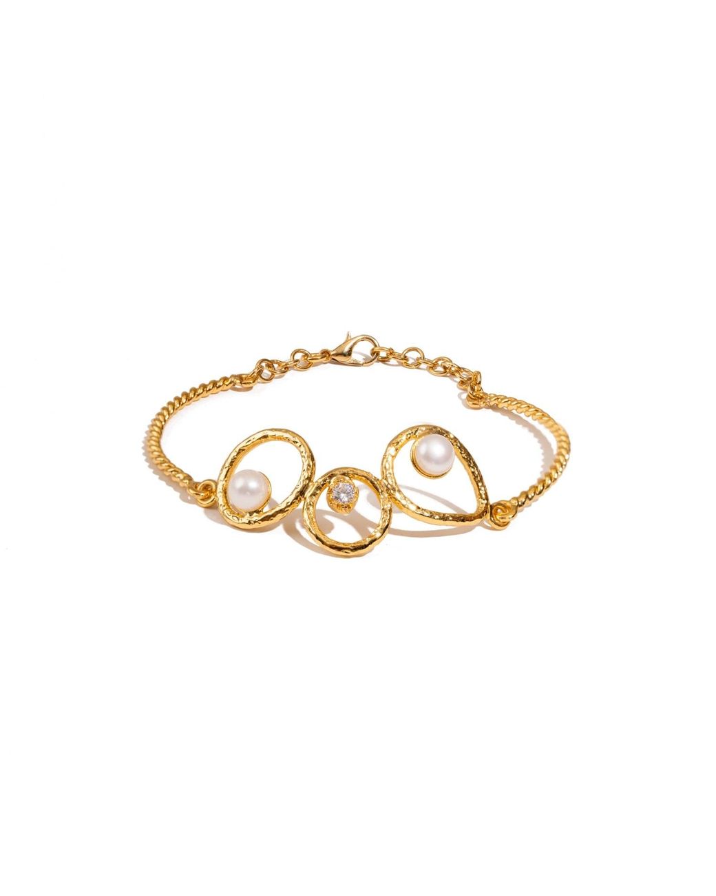 Ebru Jewelry Metallic Handmade Radiance Pearl & Adjustable Bracelet