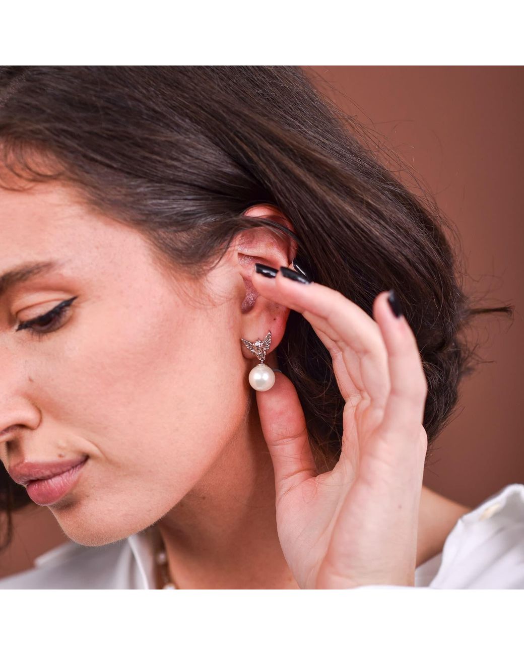 Ogé Jewelry Metallic Ascend Pearl Earrings