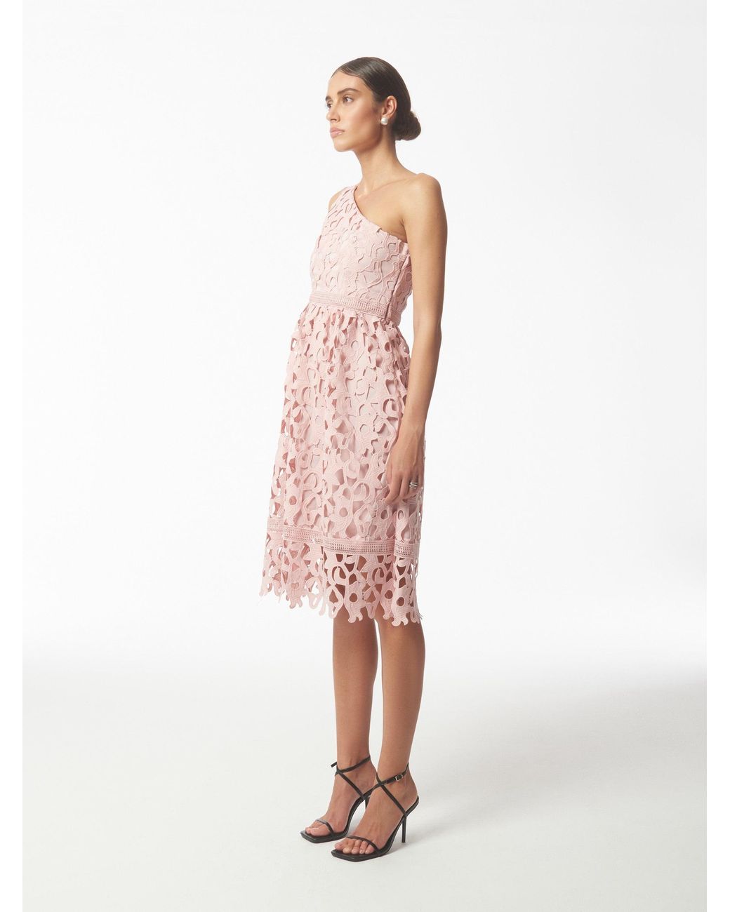 Sour Figs Pink One Shoulder Lace Dress