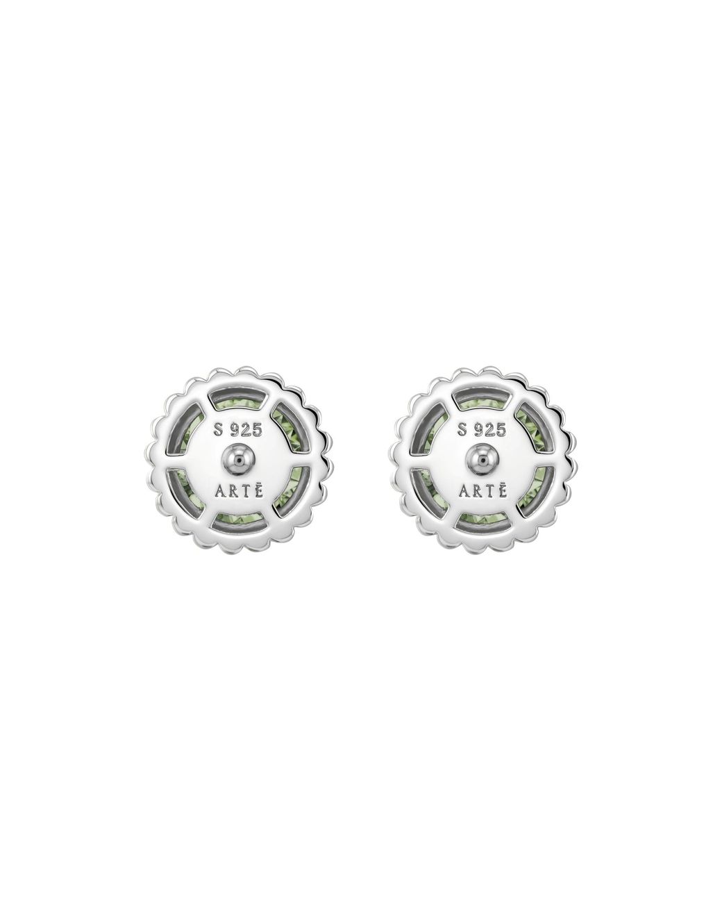 Arte Madrid Green Cruz Bezel-Set Round Stud Earrings