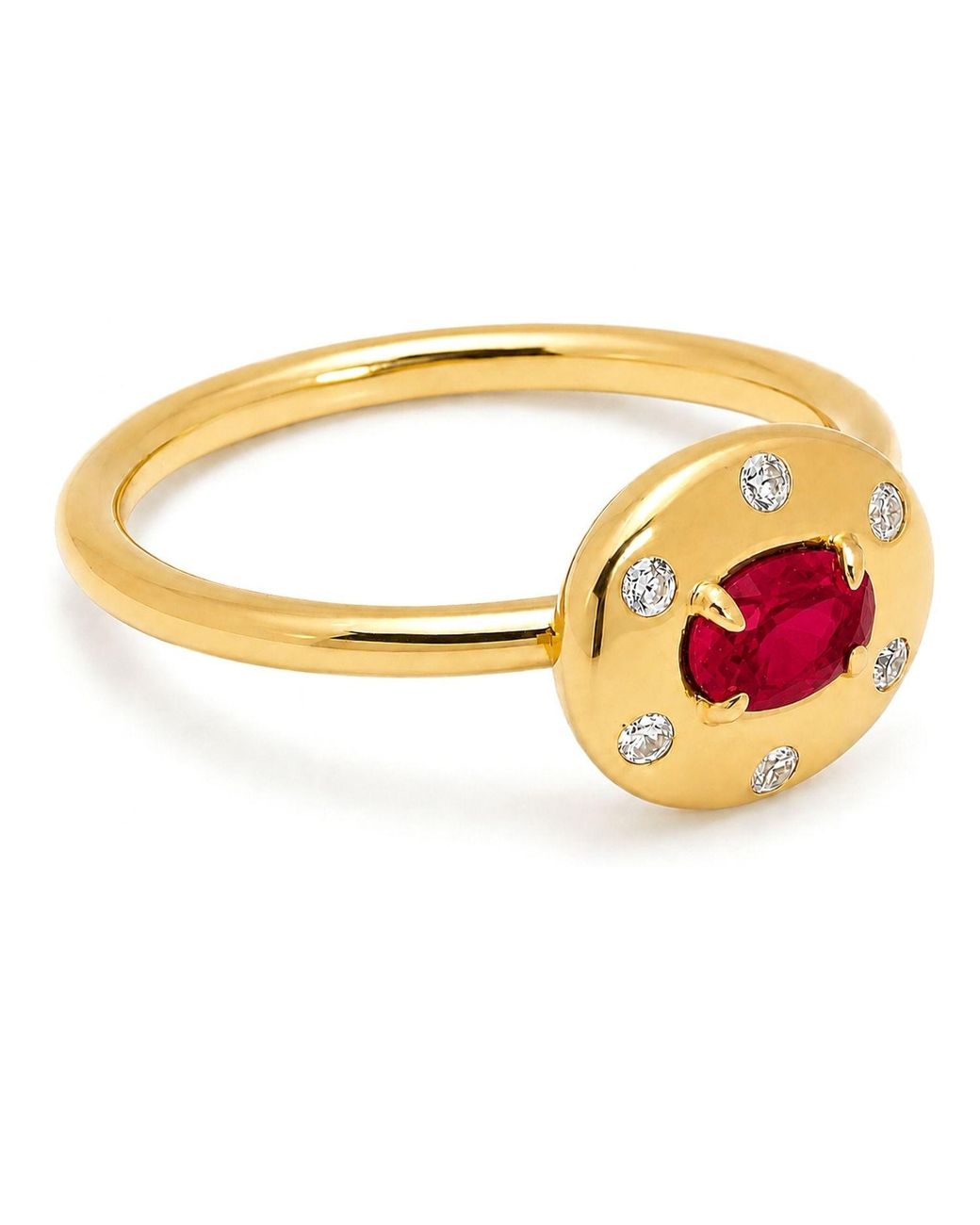 Belinda Jewelz Metallic Ruby Oval Birthstone & Accent Stone Ring