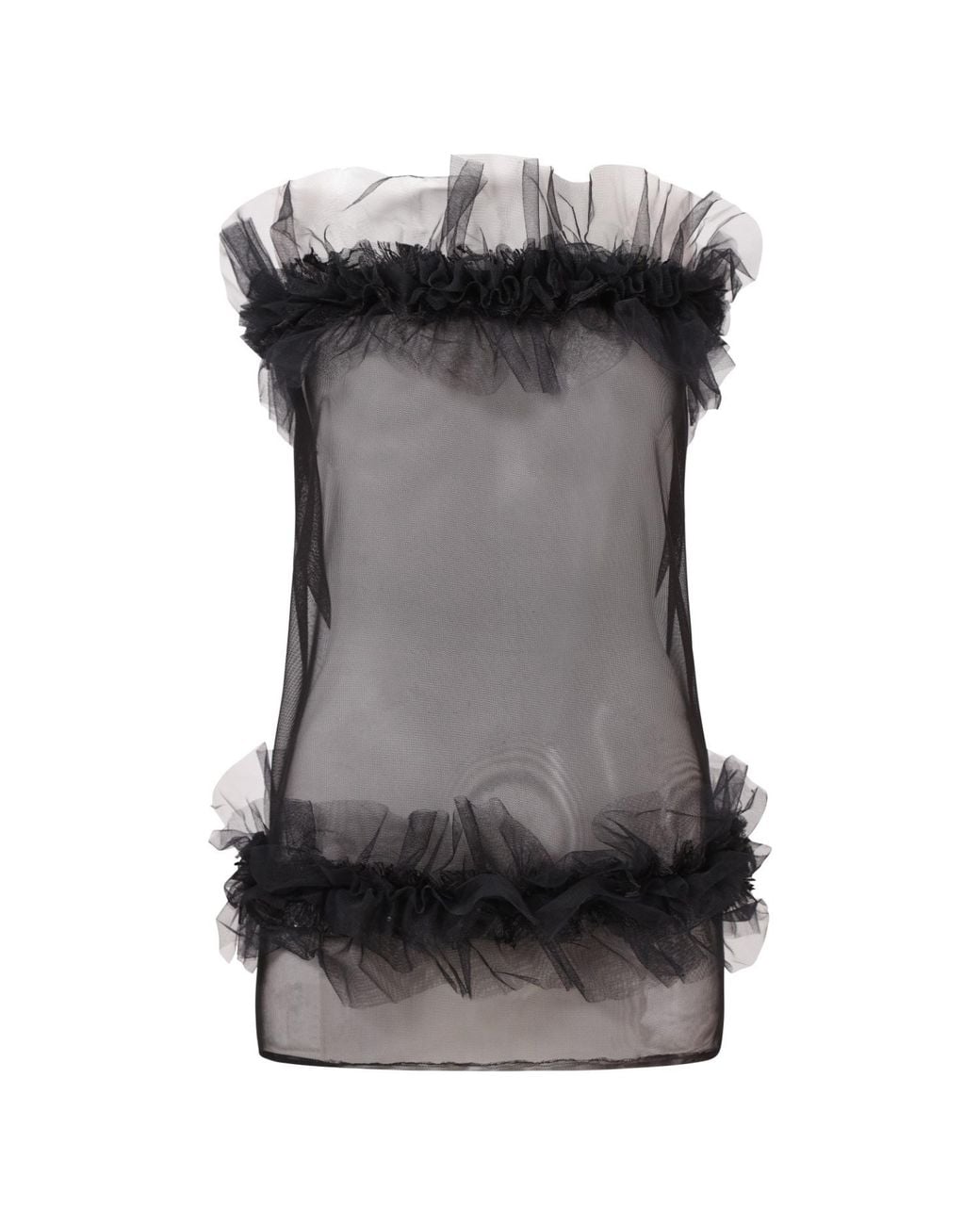 Belle -et-BonBon Black Dakota Tube Ruffle Mesh Dress