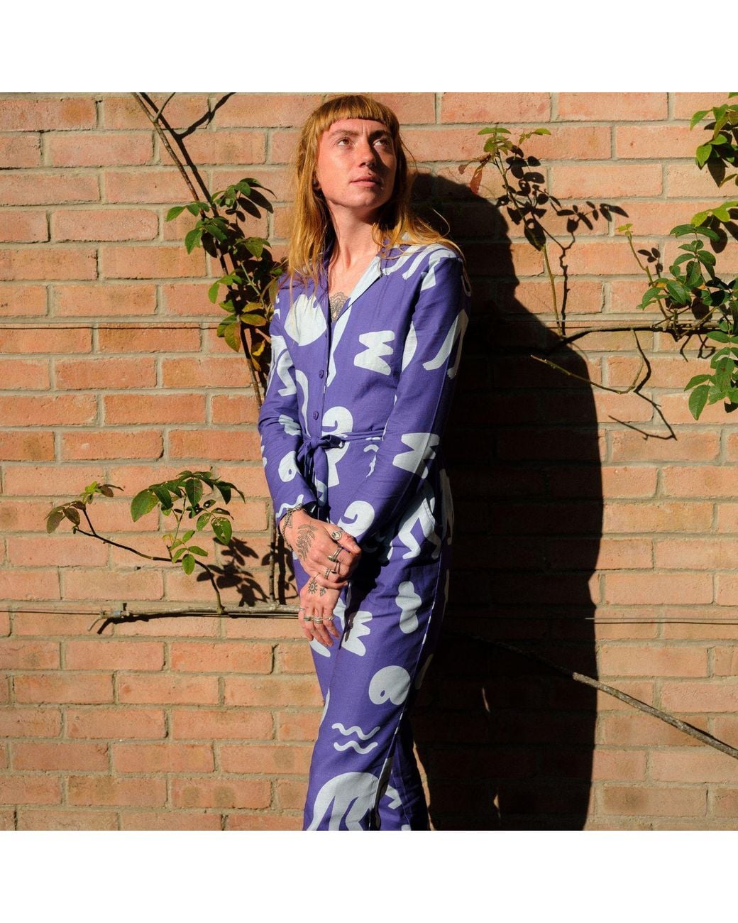 Wild Clouds Blue Organic Cotton & Linen Jumpsuit