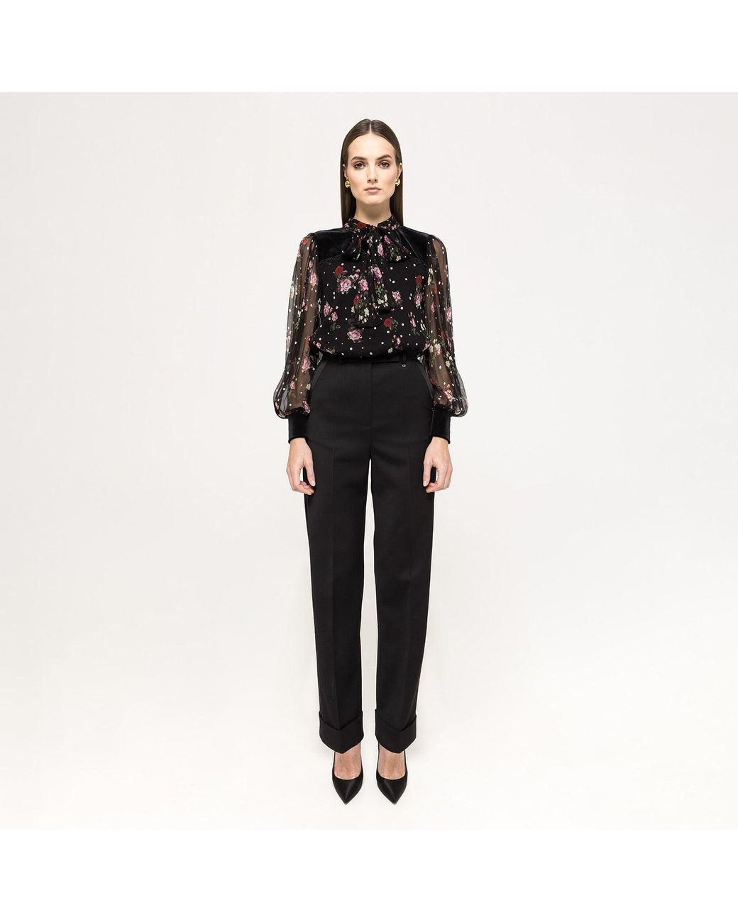Nissa Black Tailored Wool Pants