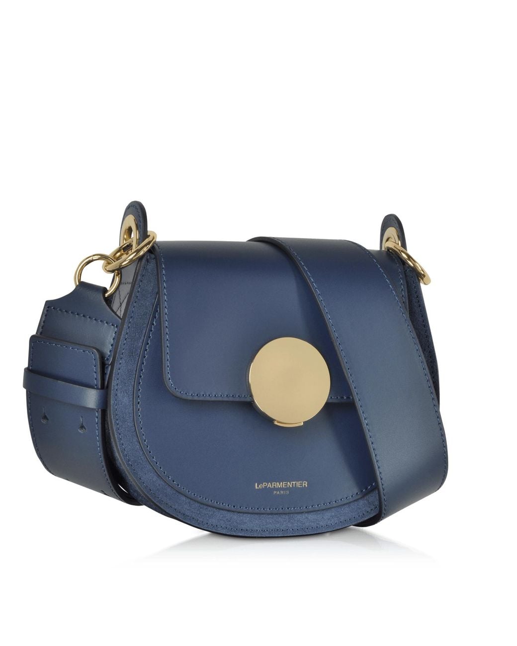 Le Parmentier Blue Yucca Suede & Leather Shoulder Bag