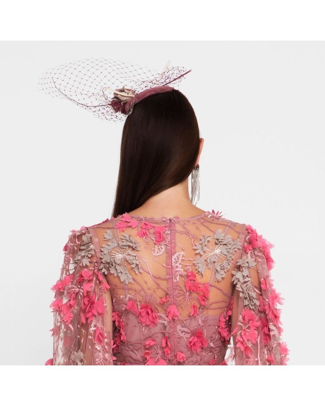 MATSOUR'I Pink Dress Hortensia With Detachable Sleeves Coral Midi