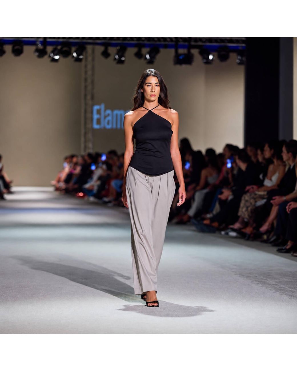 Elamins Black V-Hem Halter Top