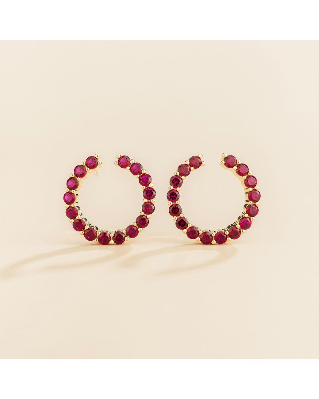 Juvetti Red Kom Earrings Set With Ruby