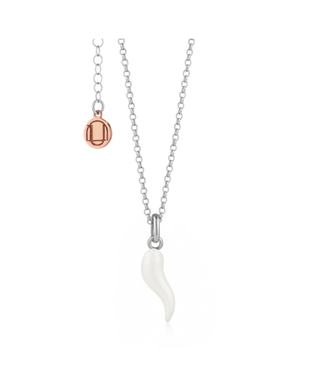 Unaloe White And Enamel Cornicello Necklace – Italian Handmade Good Luck Charm for men
