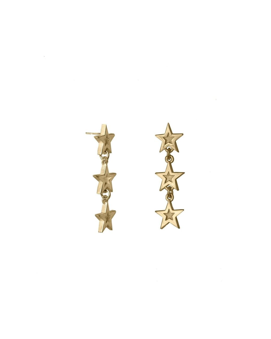 Edge Only Metallic Megastar 3 Star Drop Earrings 18Ct Vermeil