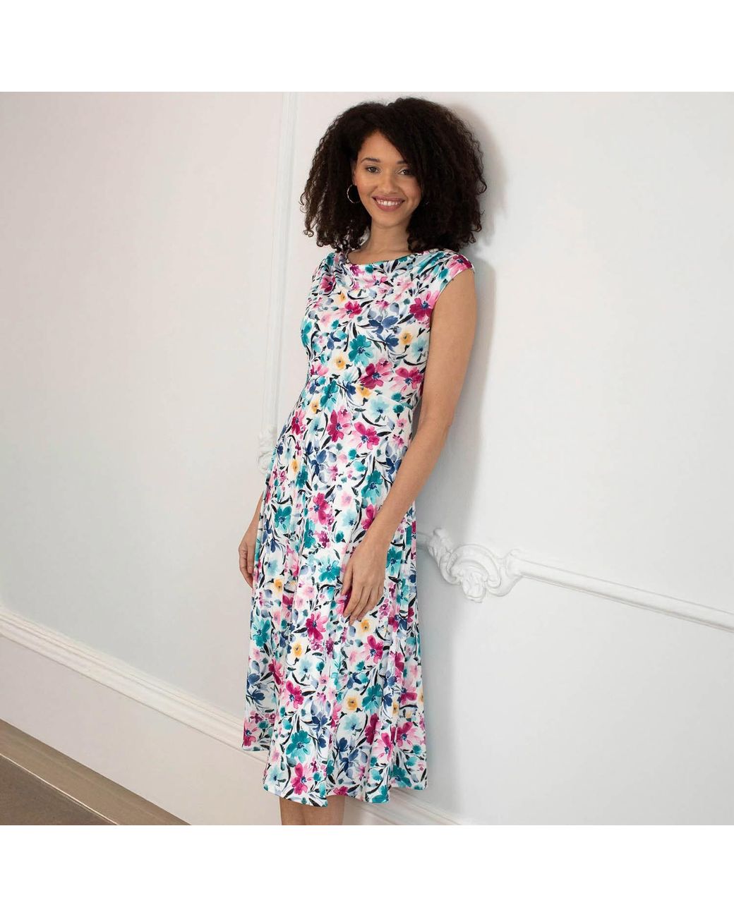 Alie Street London Blue Darcie Cowl Neck Dress