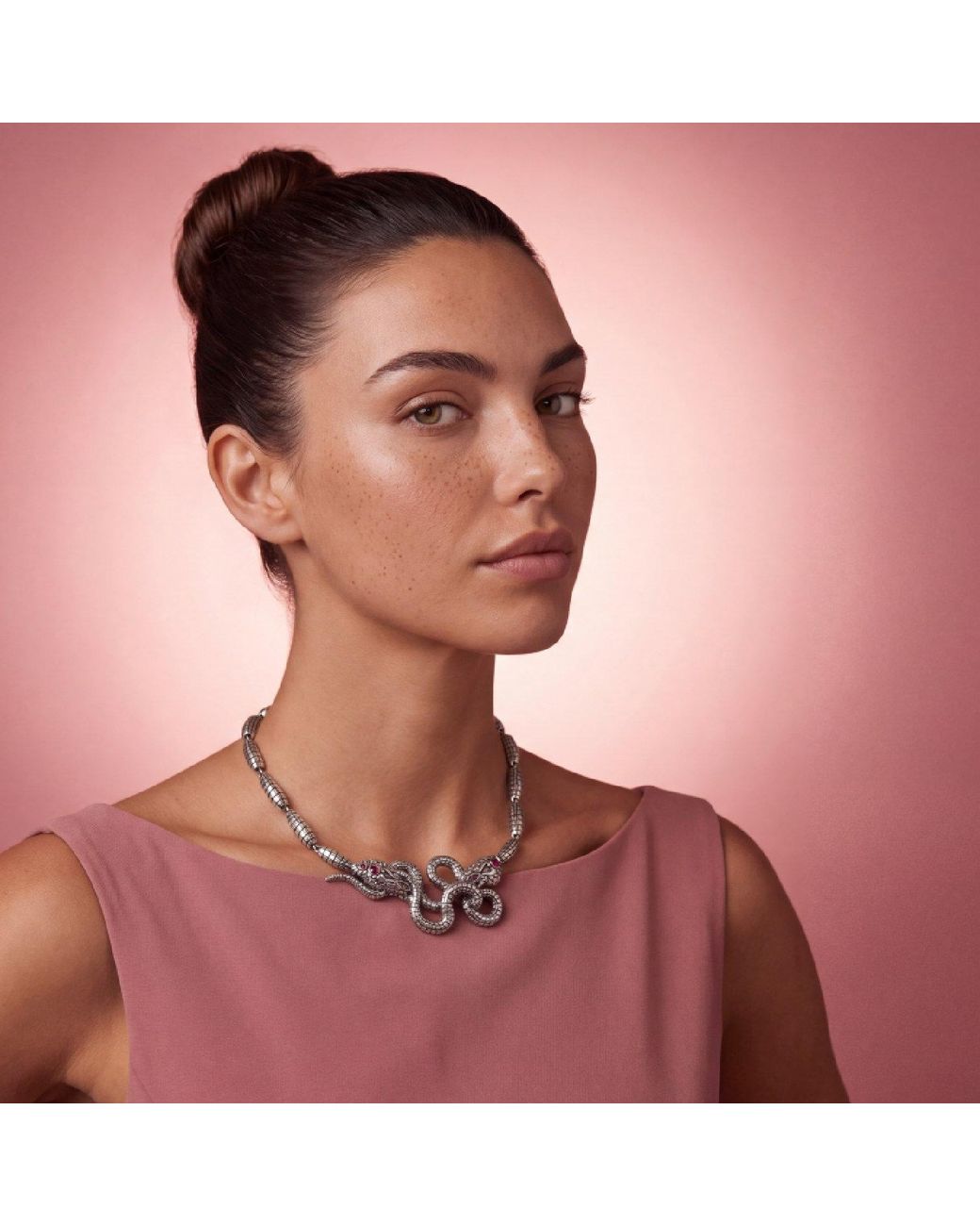 Unaloe Metallic Sterling Double Snake Necklace With Natural Rubies – Italian Artisan Jewelry For