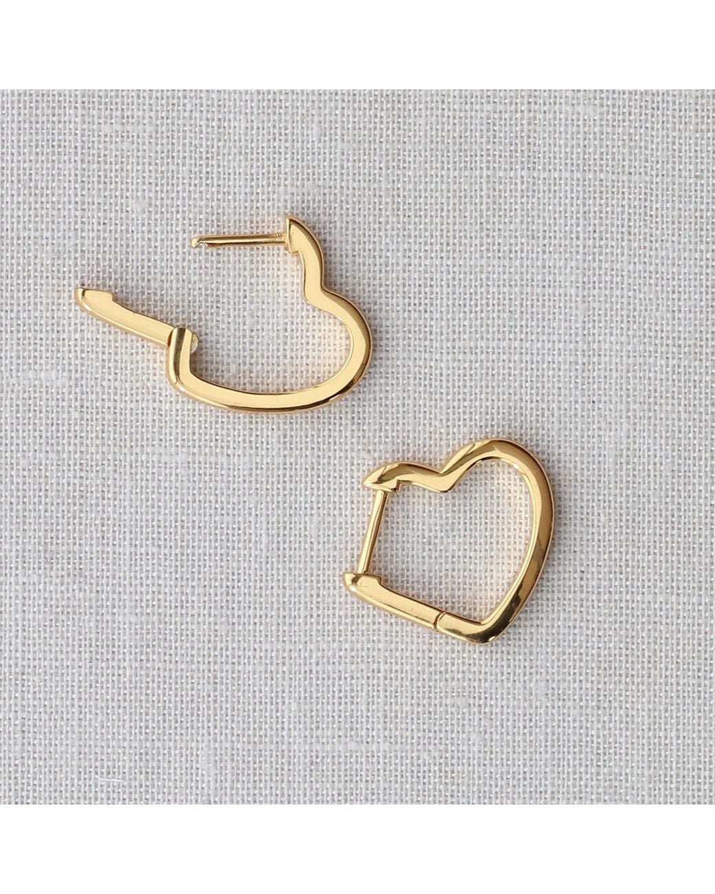 Kris Nations Metallic Open Heart Hinged Huggie Hoop Earrings