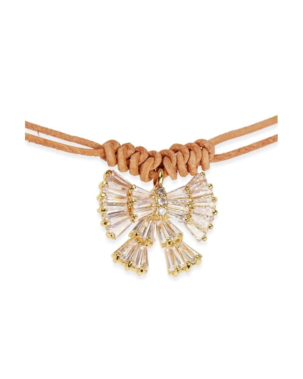 Saachi Multicolor Crystal Bow Leather Choker