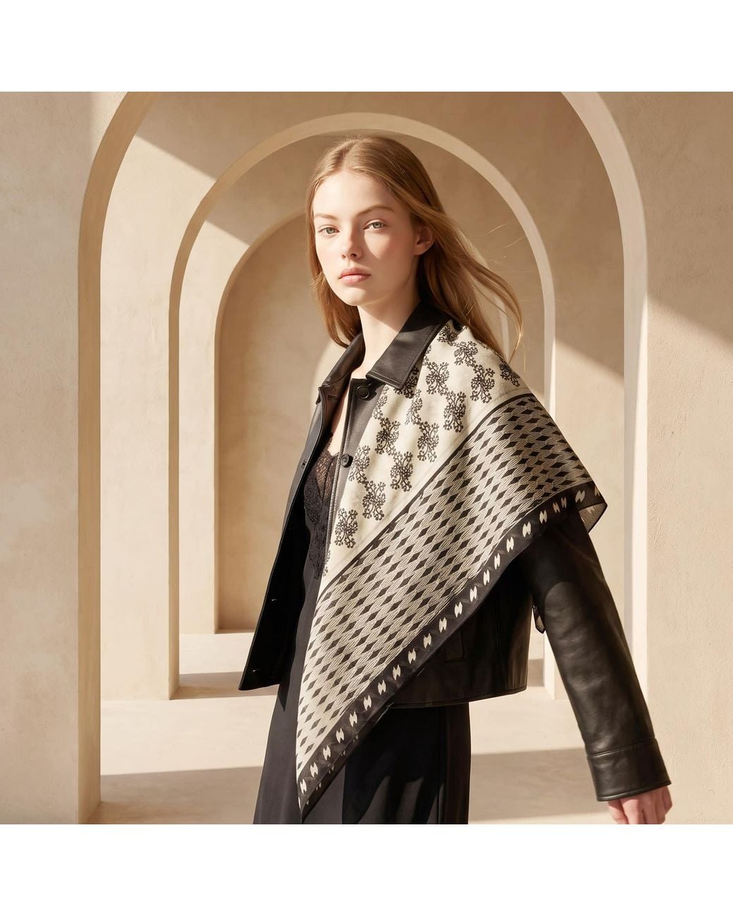 Ana Maison Blue Facet Silk Wool Scarf