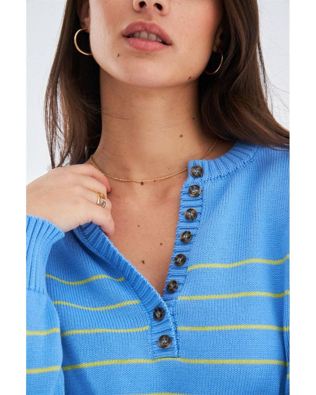 Peraluna Blue Beluga Seasonal Striped Knit Pullover