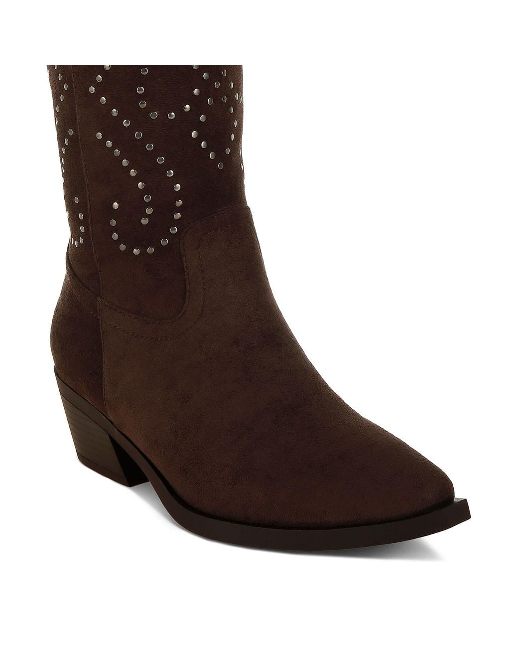 Rag & Co Brown Lariat Studs Embellished Cowboy Boots