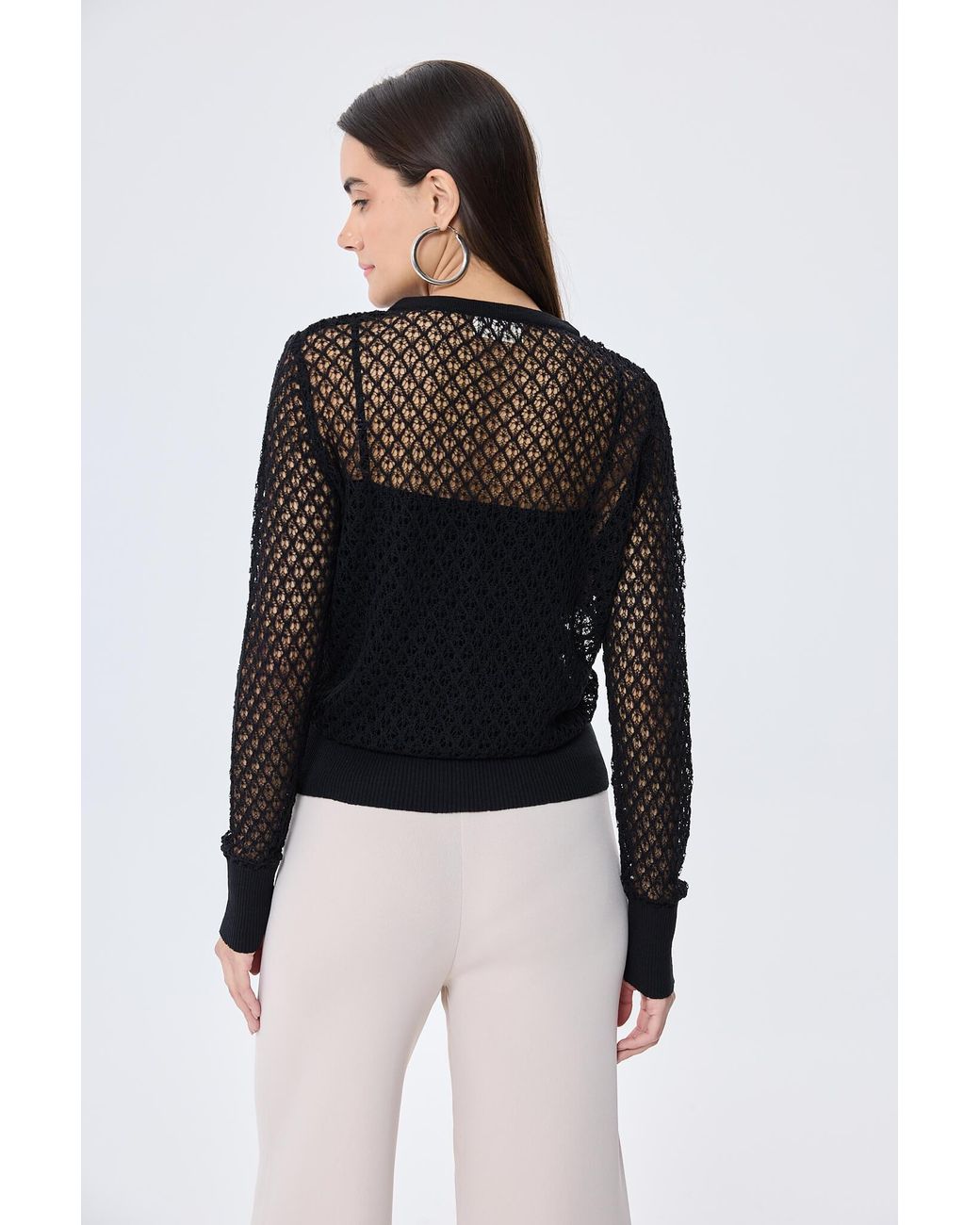 Peraluna Black Addison Openwork Knit Cardigan