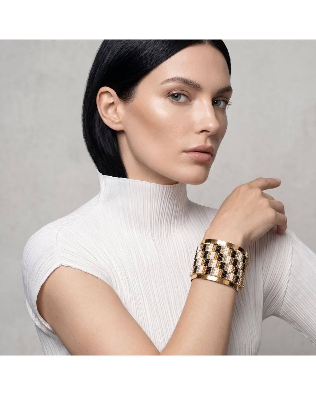 Iliana Arrazola Multicolor Minimalist Deconstructed, Cuff Bracelet, And, Glass Beads, Beaded Jewelry