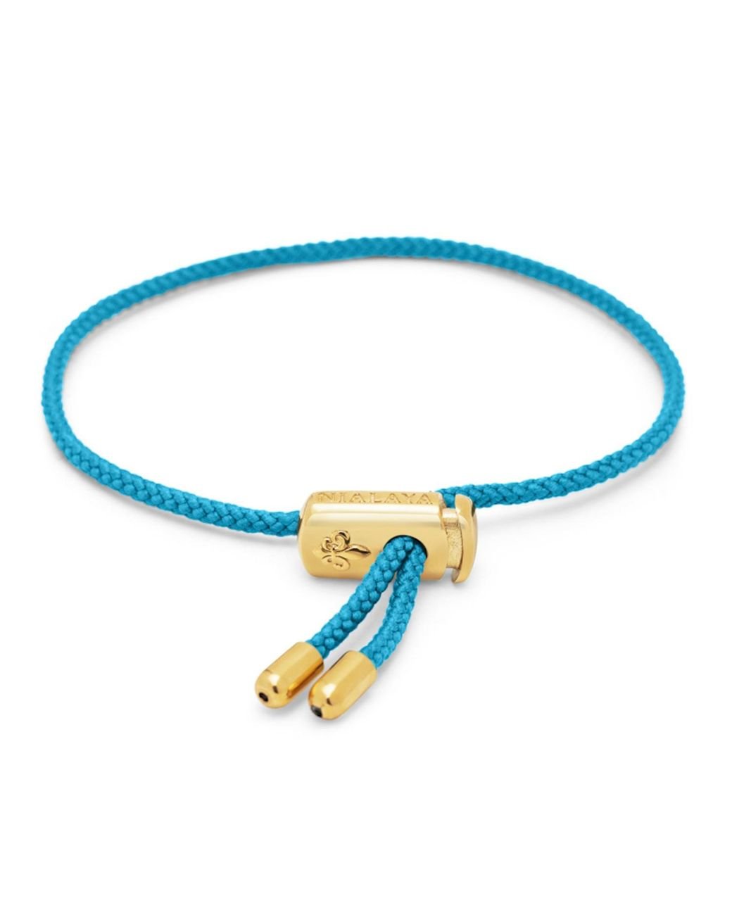Nialaya S Aqua Blue String Bracelet With Adjustable Lock for Men