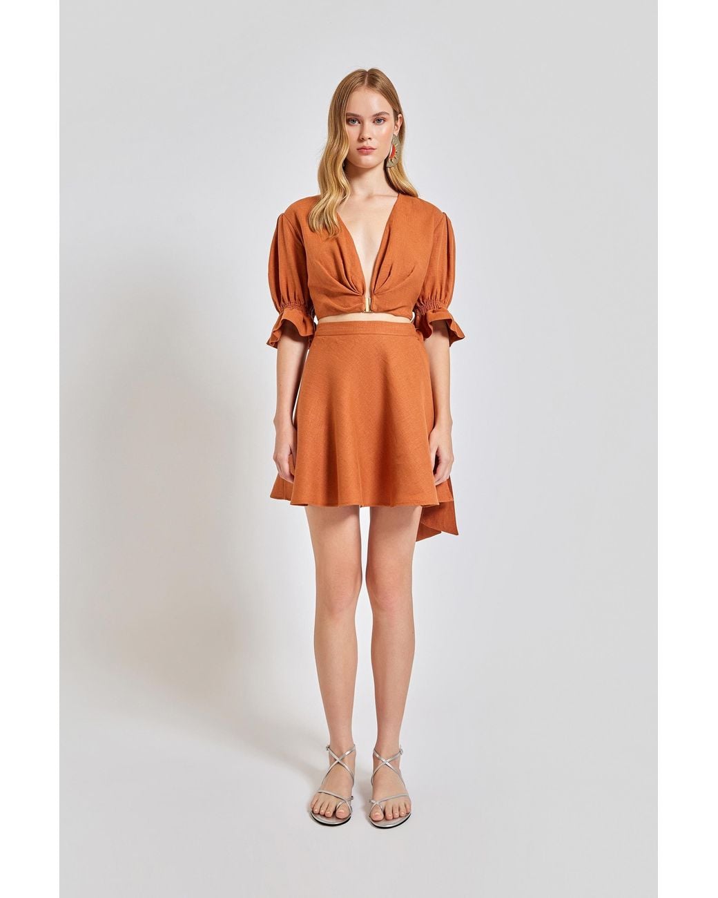 Lilamie Brown Marrakesh Side Wrapped Mini Summer Skirt