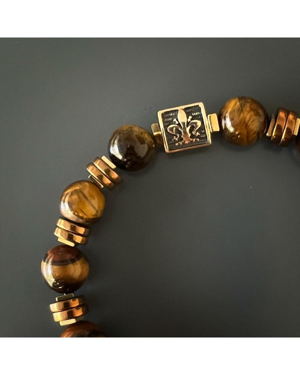 Ebru Jewelry Brown Lion Tiger Eye Beaded Bracelet for men