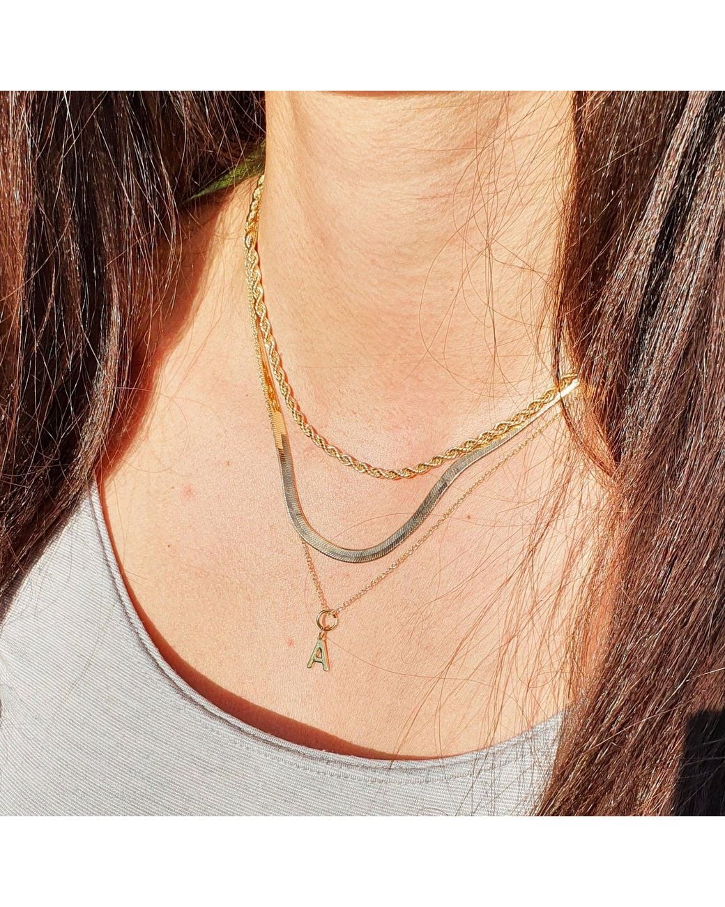 Sophelia Metallic Vermeil Alphabet Dainty Initial Pendant Charm Necklace