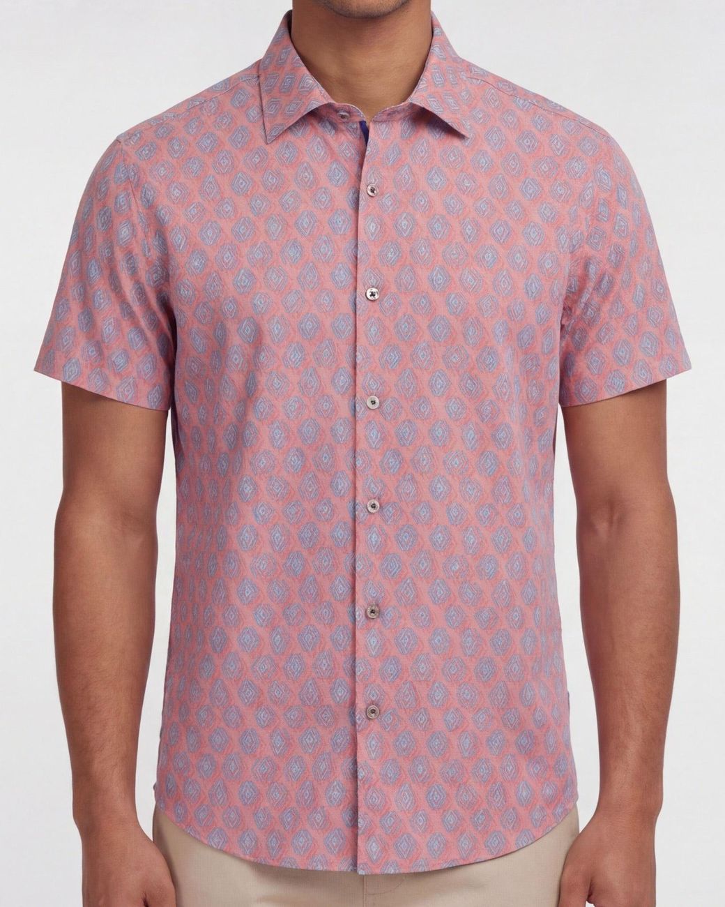 Lords of Harlech Purple George Mud Geo Coral Printed Button Up Shirt for men