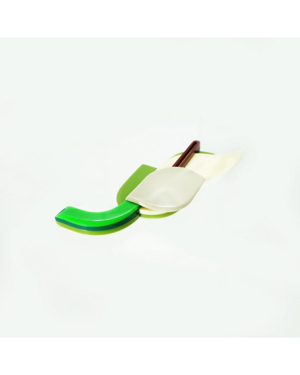 Gissa Bicalho Green Neutrals Handmade Acrylic Brooch Anthurium Vanilla