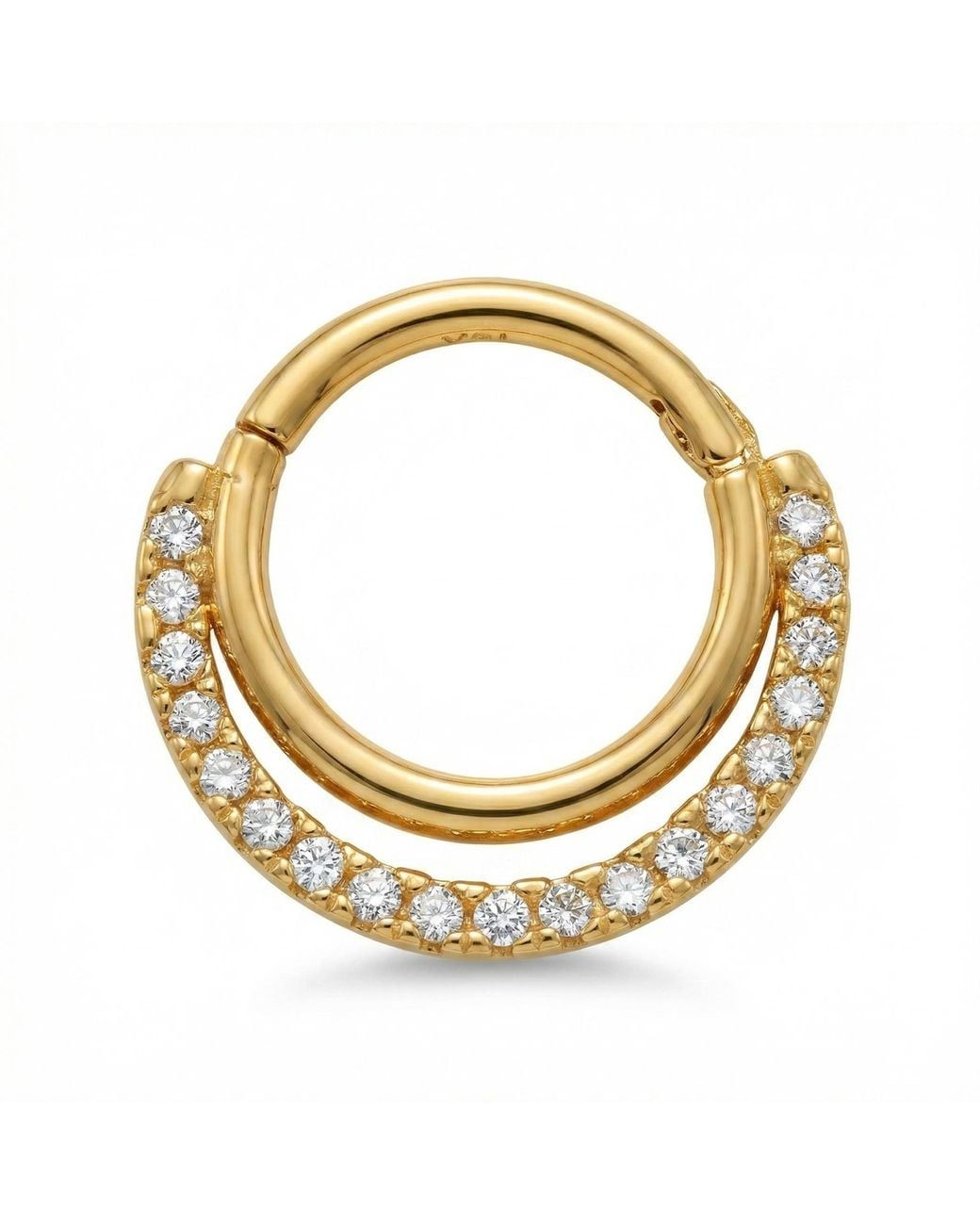 Zahav Jewelry Metallic 14K Solid 18G 8Mm Pavé Cz Clicker Hoop
