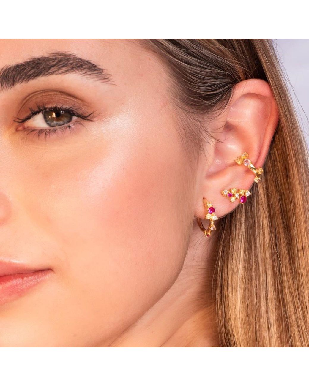 Lavani Jewels Metallic Rose Orchid Flower Hoops
