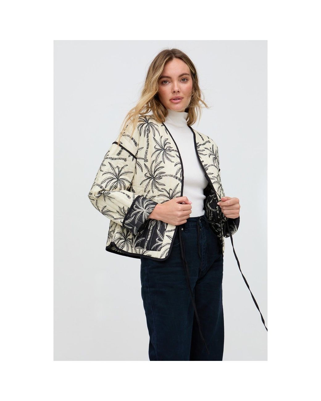 Raffya Multicolor Felicity Palm Print Reversible Jacket