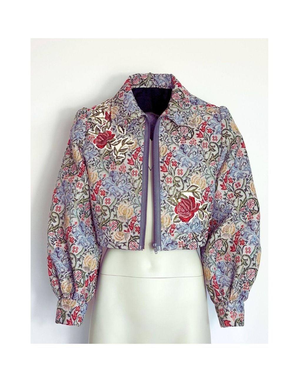 Couture to Your Door Multicolor Upcycled Tapestry Jacket Sky