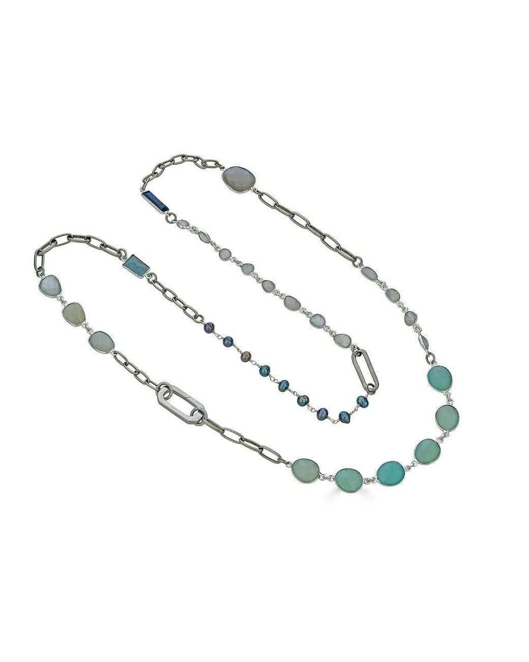 Loni Paul Jewelry Metallic Moonstone, Kyanite, Aquamarine & Pearl Long Necklace